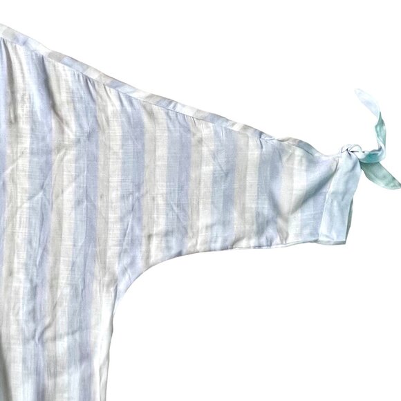 1X Womens Top Striped Lightweight 3/4 Tie-Sleeve Blouse by Dear Grace - Picture 5 of 12